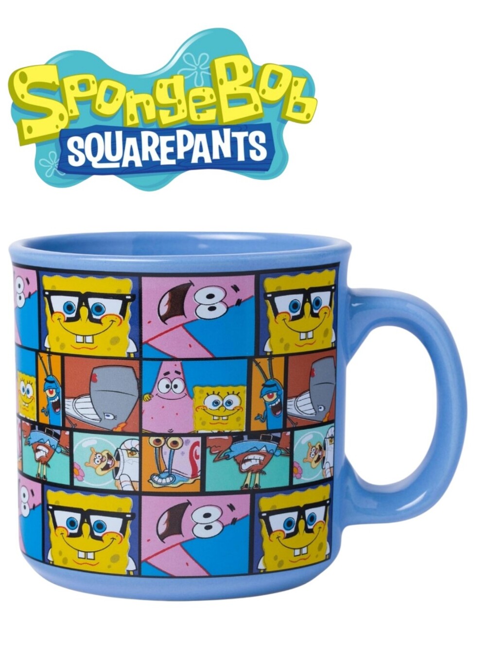SpongeBob Squarepants At The Office Nickolodean Blue Cartoon Panel Ceramic Mug
